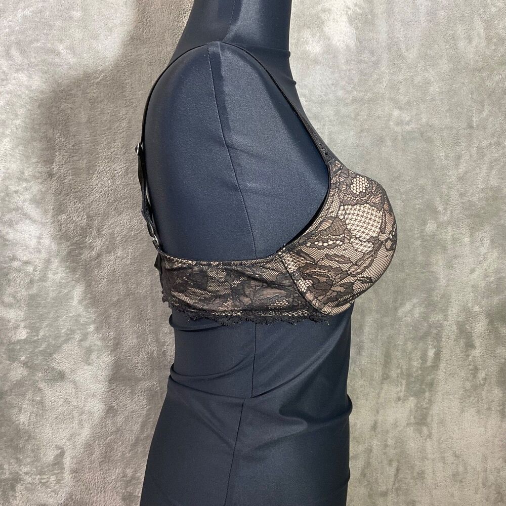 VICTORIA'S SECRET BIOFIT DEMI UPLIFT UNDERWIRE BRA SZ 34C Tan /BLACK LACE - Picture 2 of 9